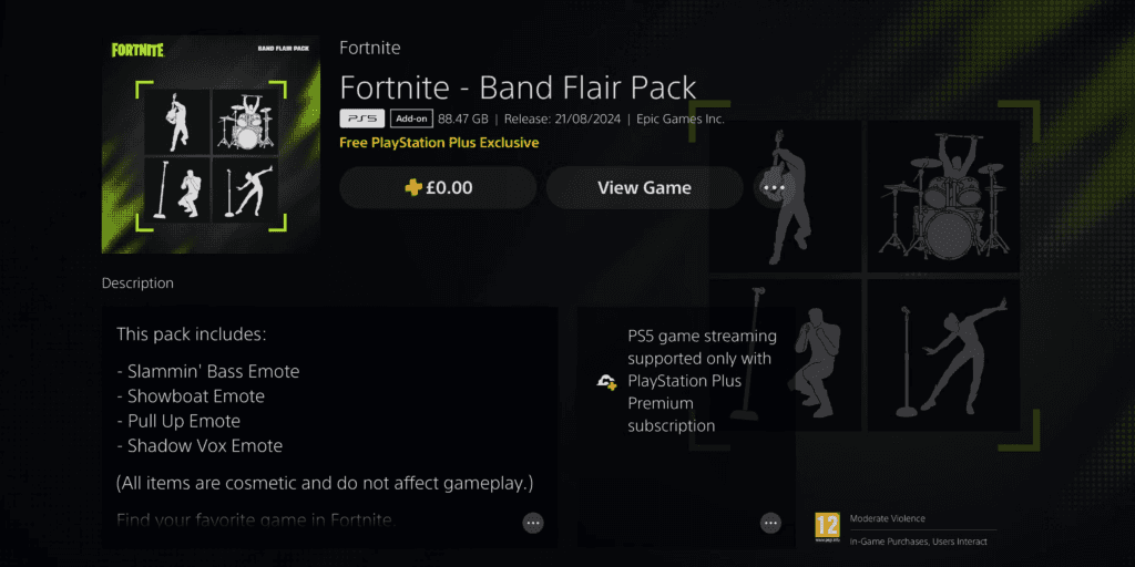 Band Flair Pack in PS Store