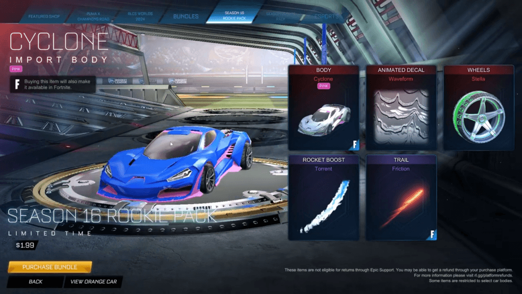 Cyclone Pink Painted Style in Rocket League