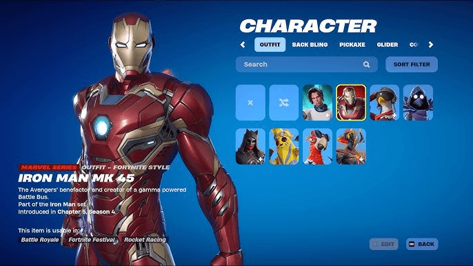 new Iron Man skin in the Fortnite update v31.20 Marvel-themed