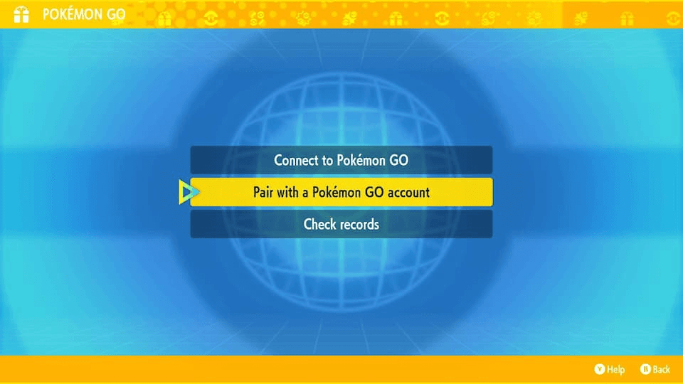 Pokémon Scarlet & Violet in-game menu to connect to a Pokémon GO account