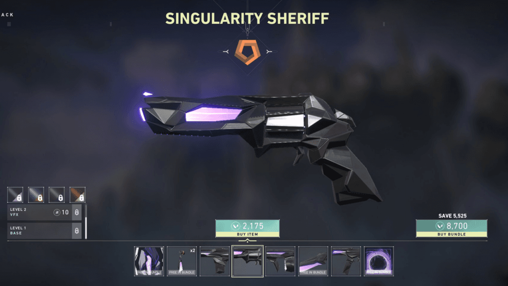 Singularity 1.0 in-game price in Valorant shop