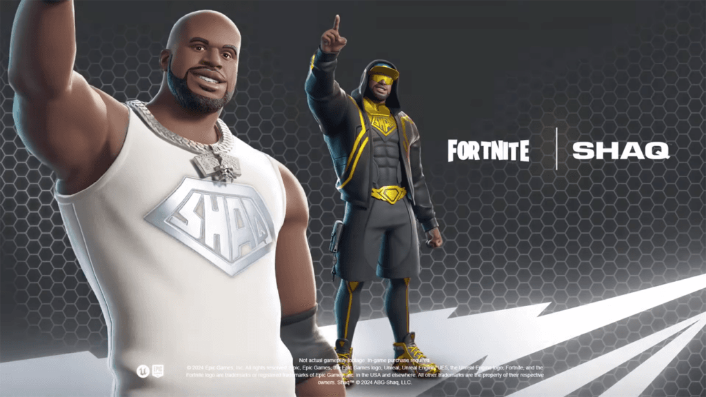 Shaq Skin in Fortnite taken from the cinematic trailer