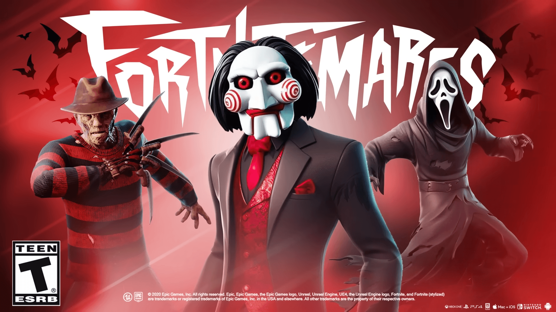 Fortnitemares 2024 artwork for Fortnite including the Billy the Puppet skin