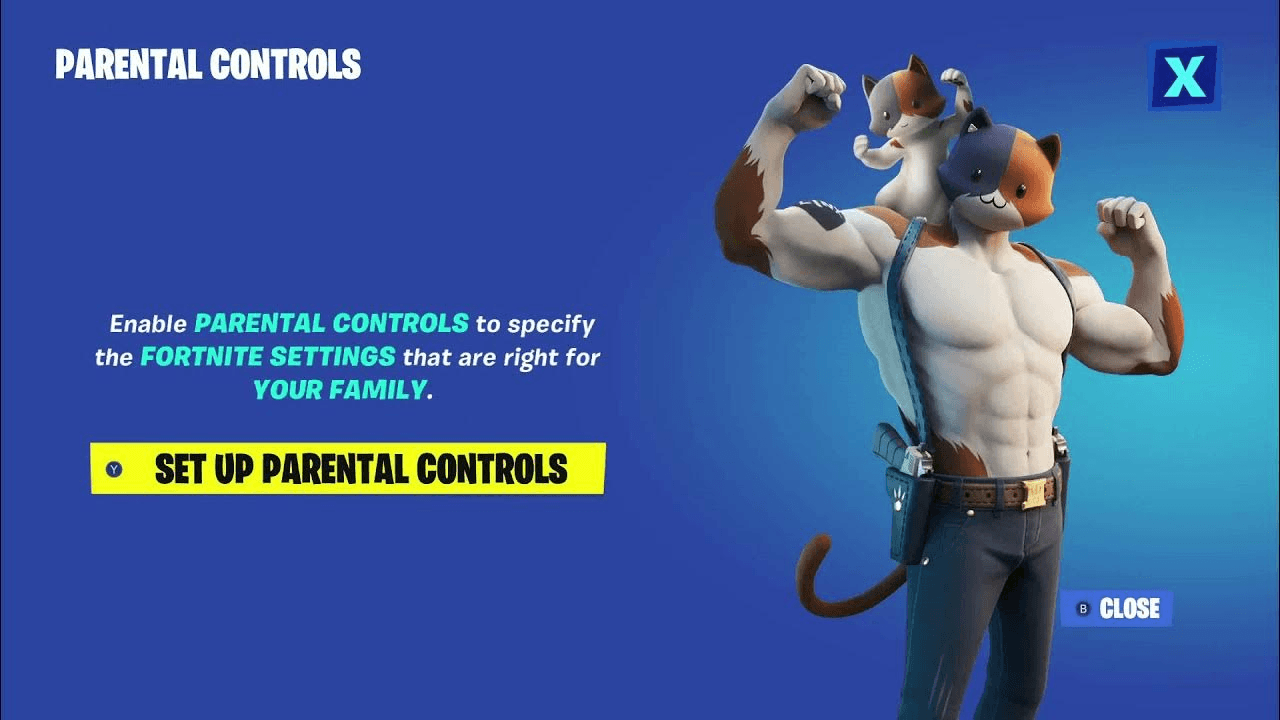 Fortnite parental controls screen in-game