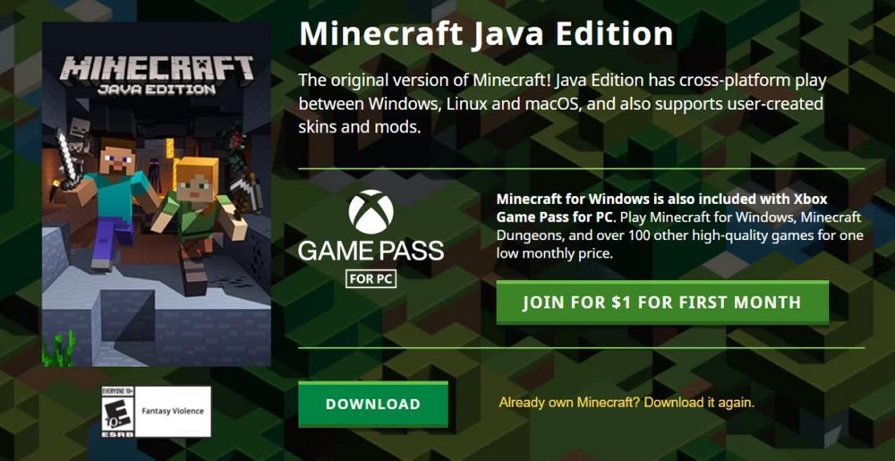 minecraft Java edition download