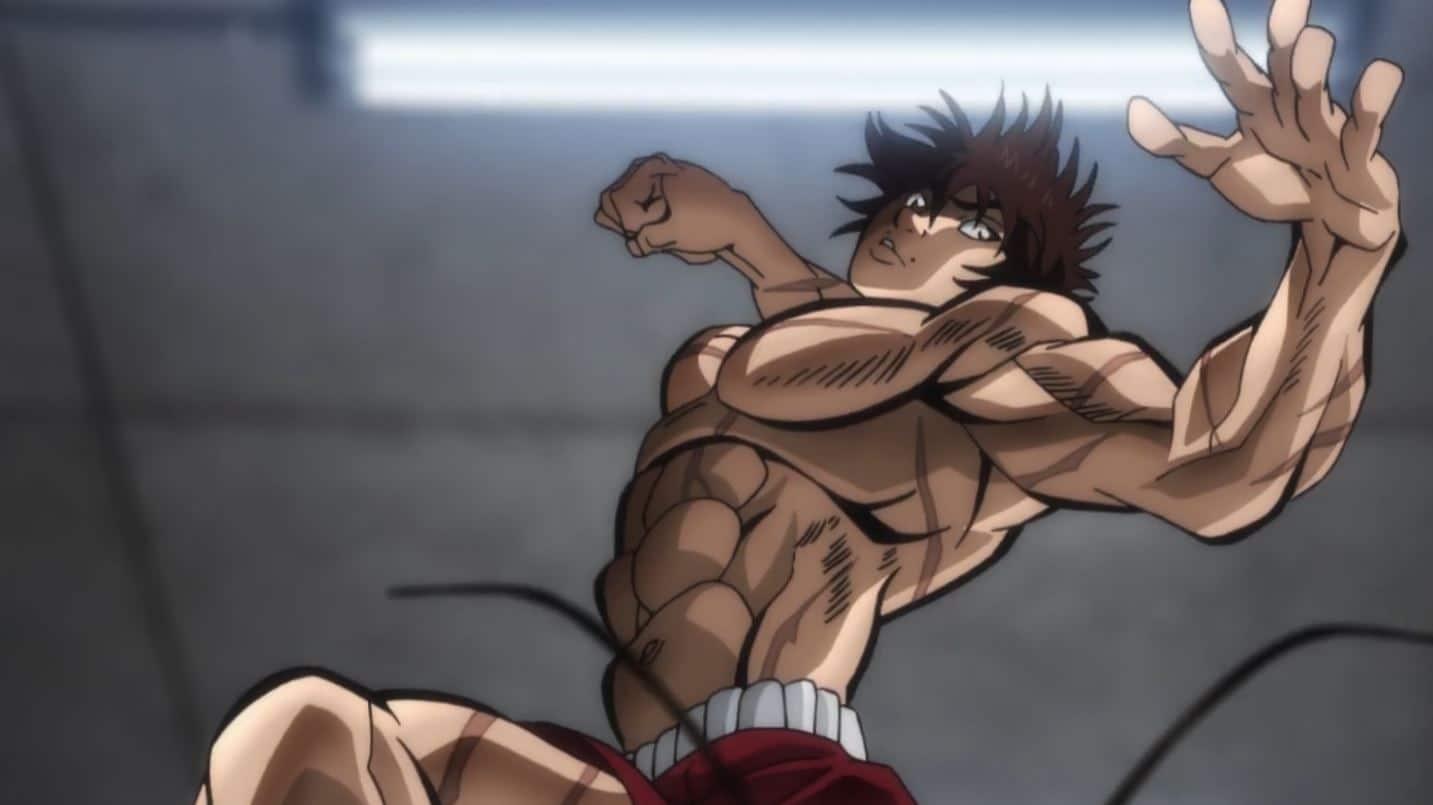 Baki Hanma fighting a giant imaginary preying mantis