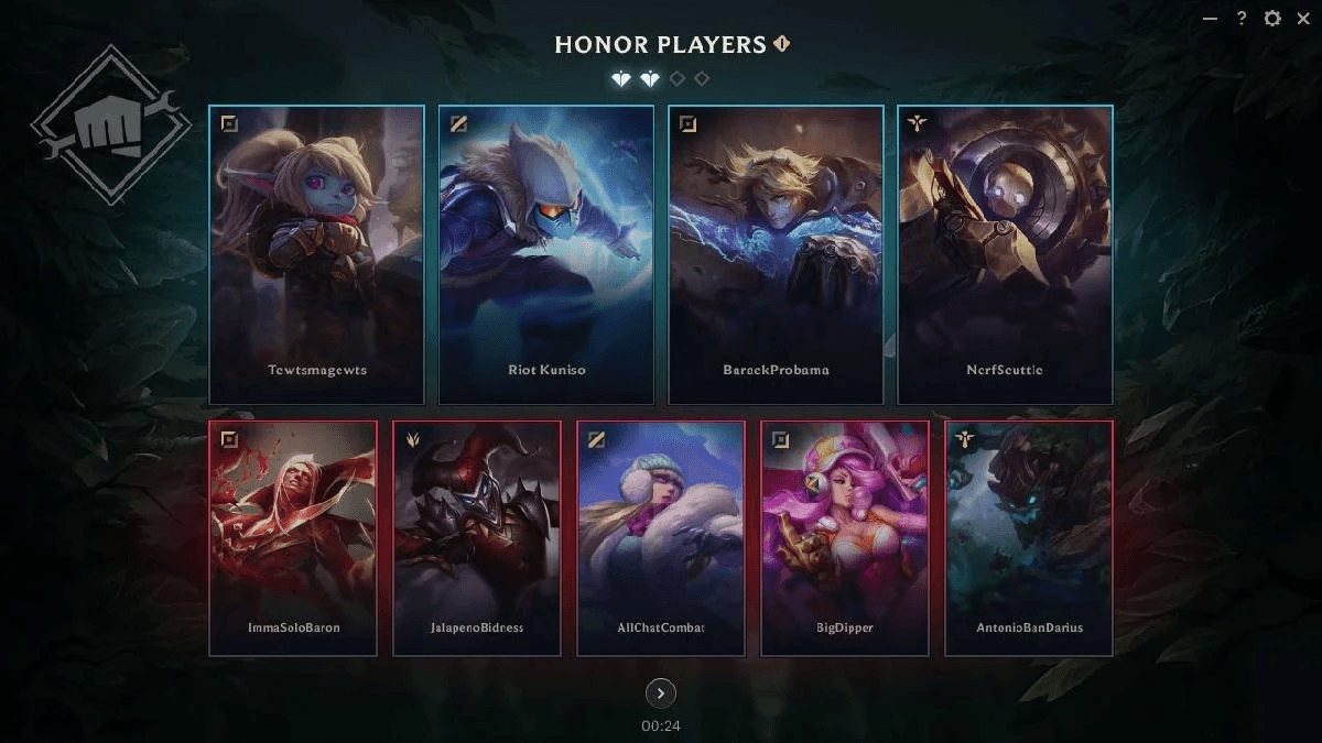 League of Legends opponent honor system