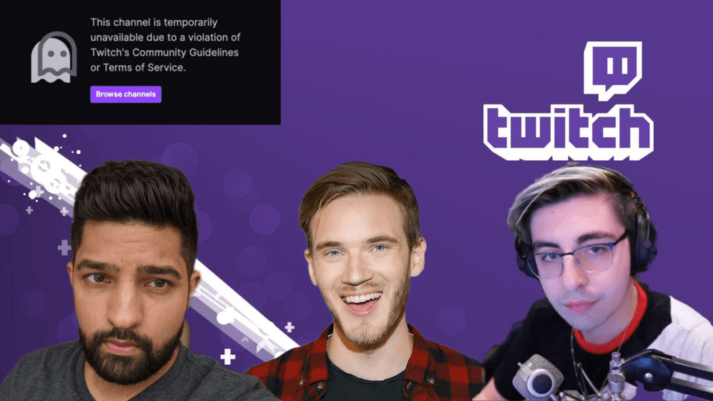 Lirik, Pewdiepie, and Shroud, who all received a temp ban on Twitch