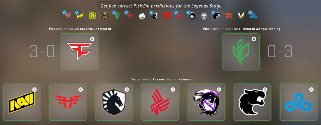 Pick’ems for the Rio Major legends stage
