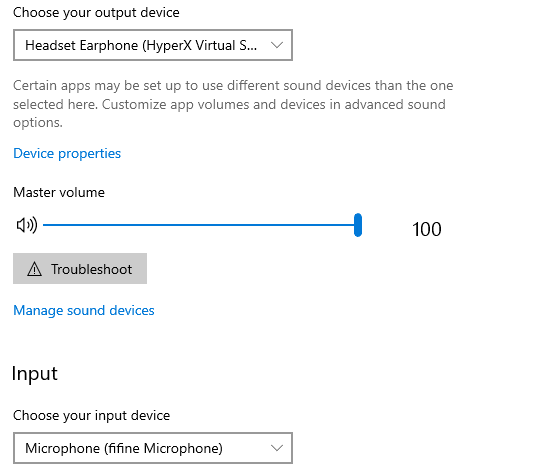 Voice chat and mic settings