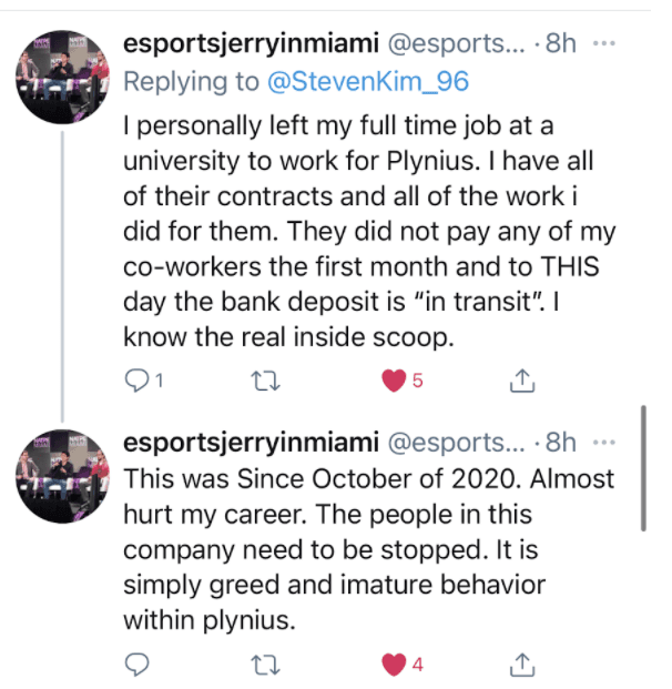 Plynius esports not paid