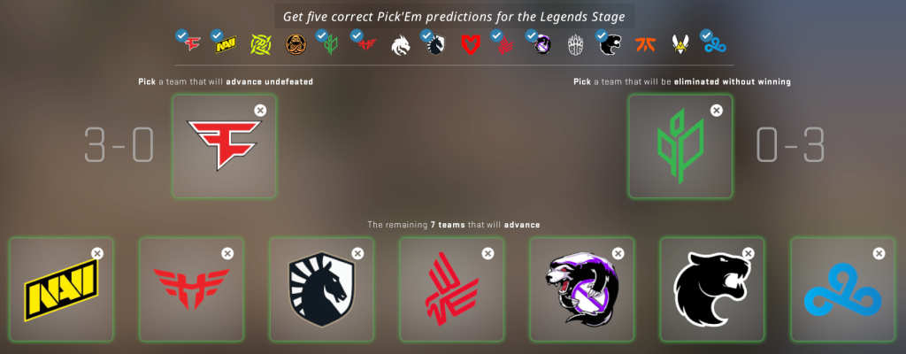 Pick’ems for the Rio Major legends stage