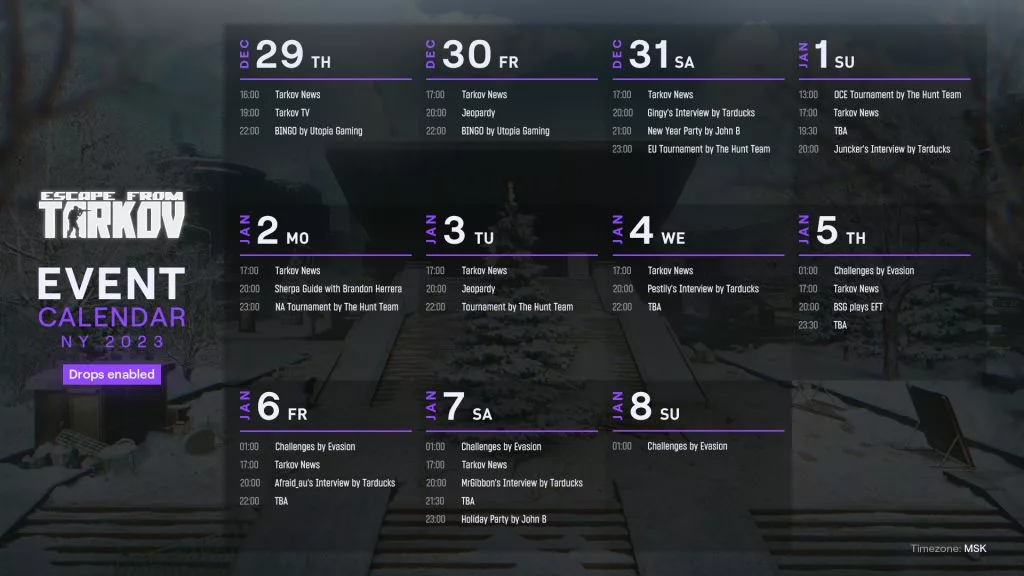 Escape from Tarkov Twitch drops for 2023