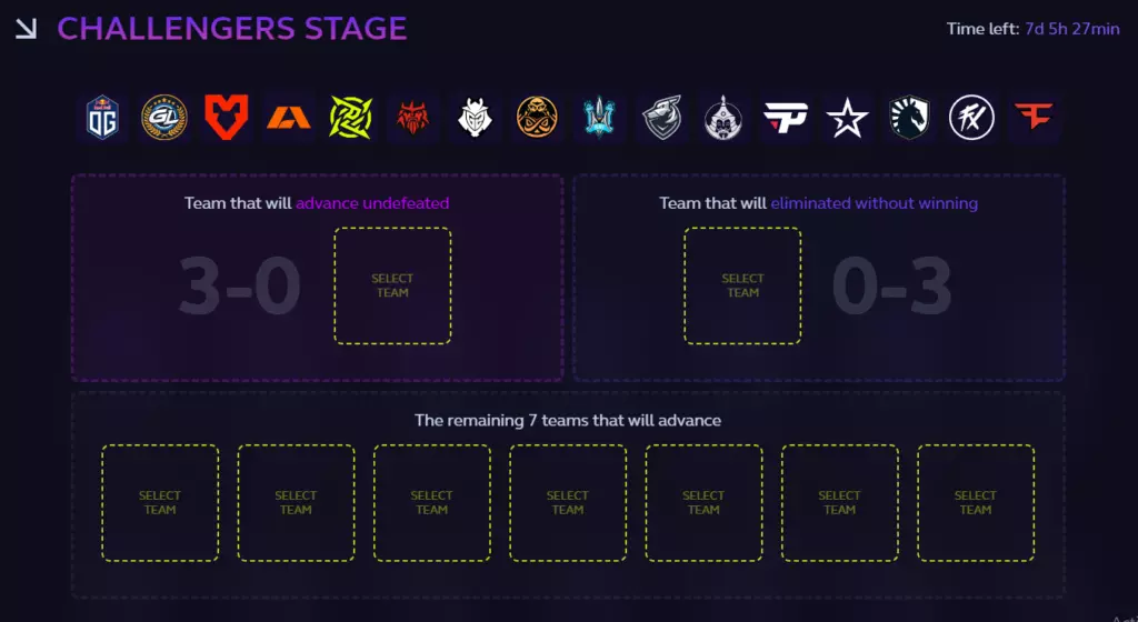 Skin.Club Paris Major pick'ems challenge