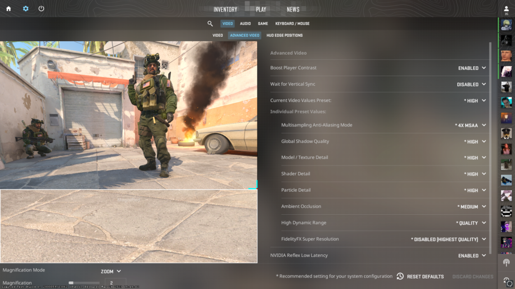 Counter-Strike 2 graphics menu
