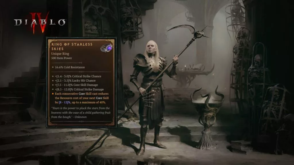 Ring of Starless Skies Diablo 4 Uber Unique