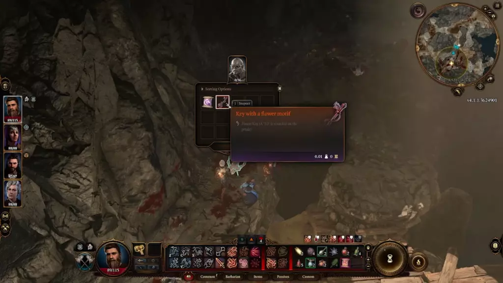The Flower Key being picked up from the deadbody of an enemy