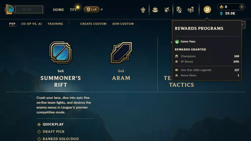 League of Legends Game Pass rewards