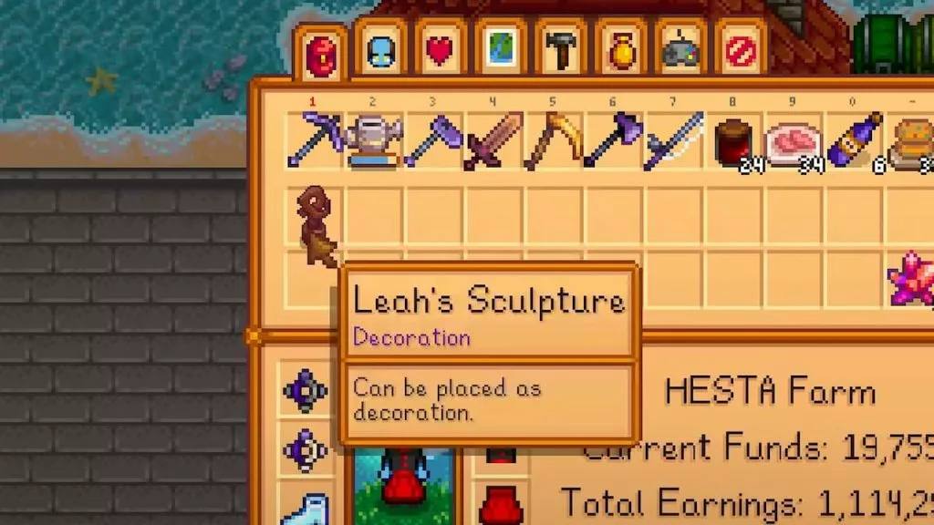 Leah's Sculpture in Stardew Valley