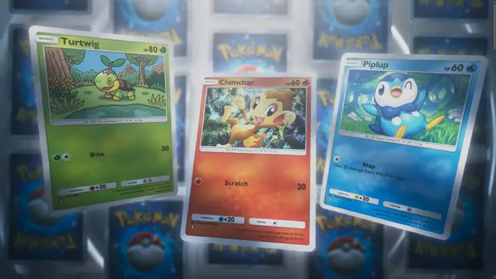 The Sinnoh starter Pokemon in the Pokemon TCG Pocket Space-Time Smackdown set.