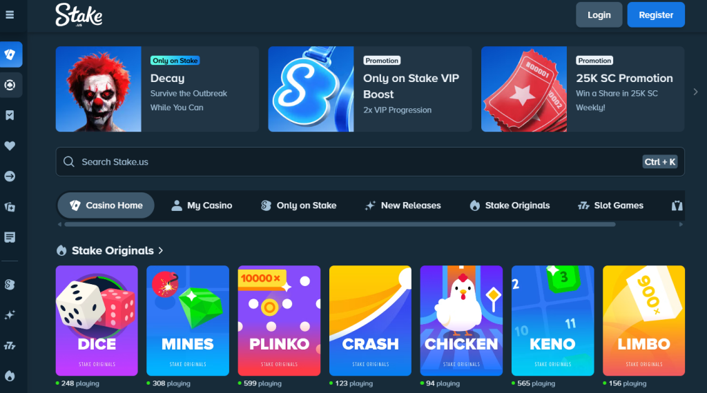 Stake.us homepage