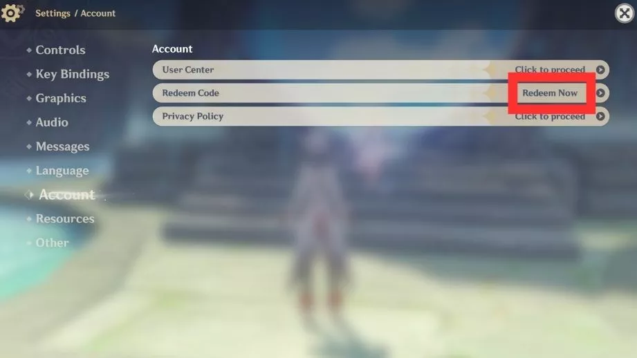 genshin redeem codes ingame