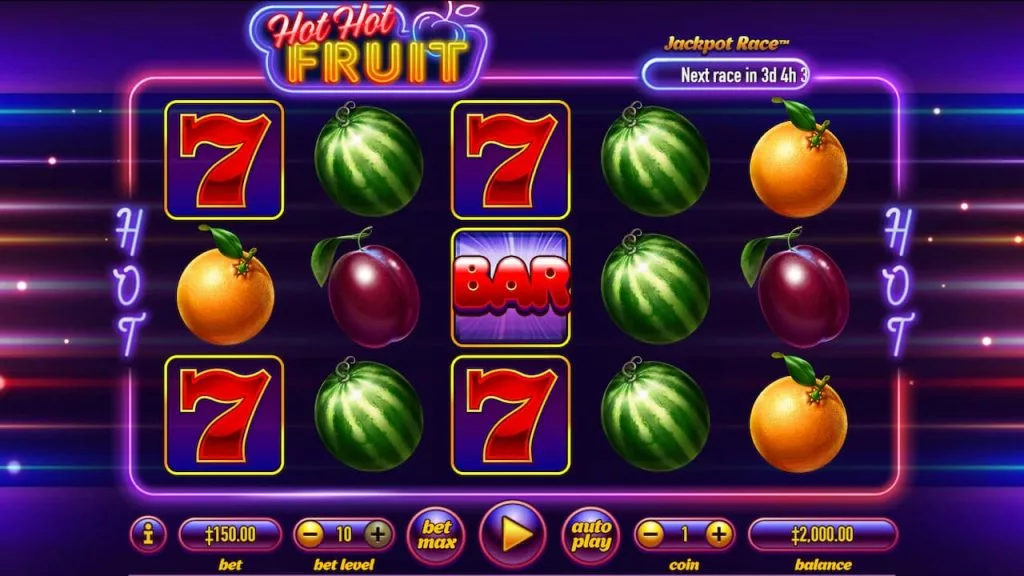 About to bet in the Hot Hot Fruit slot