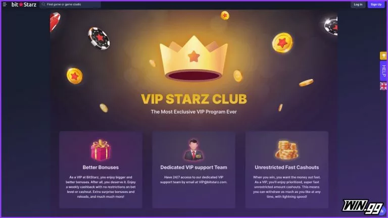 Interface of the Bitstarz VIP section displayed on a mobile device