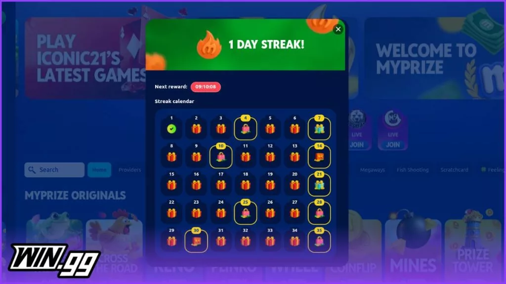 myprize daily login bonus