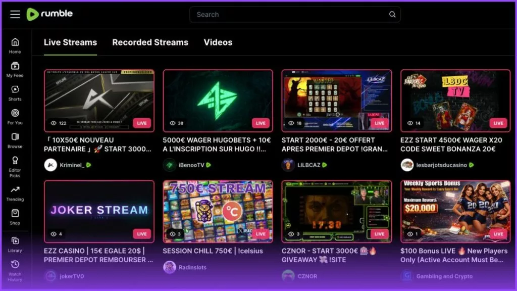 Rumble.com slots streaming