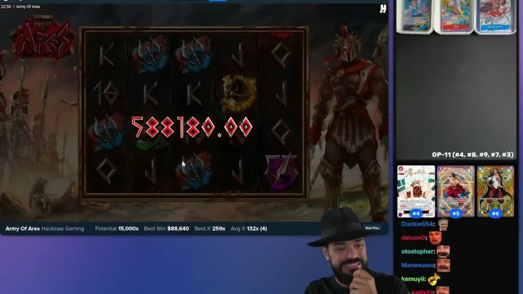 Roshtein's massive win on the Army of Ares slot