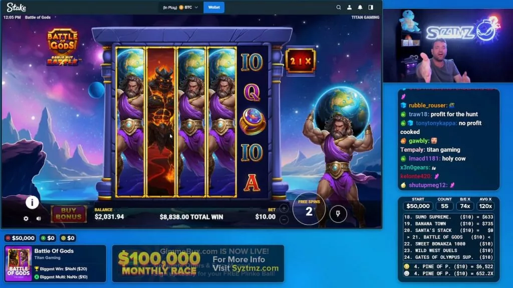 Syztmz with his sticky reels on Battle of Gods