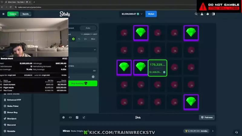 Trainwreckstv Stake Mines win