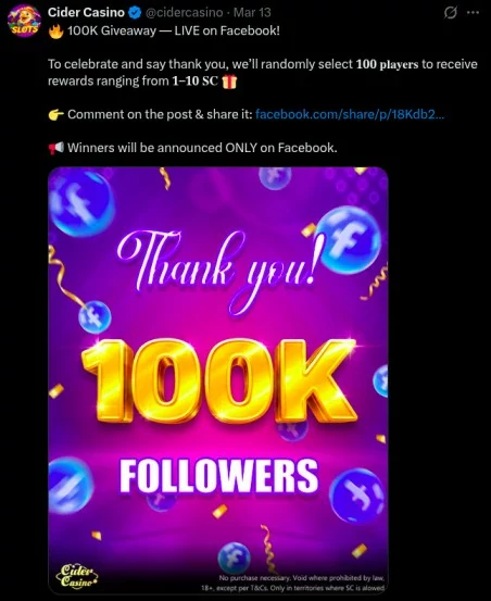 cider casino giveaway