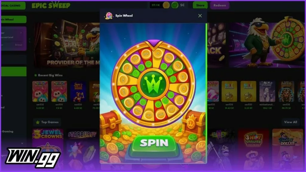 epicsweep daily wheel bonus