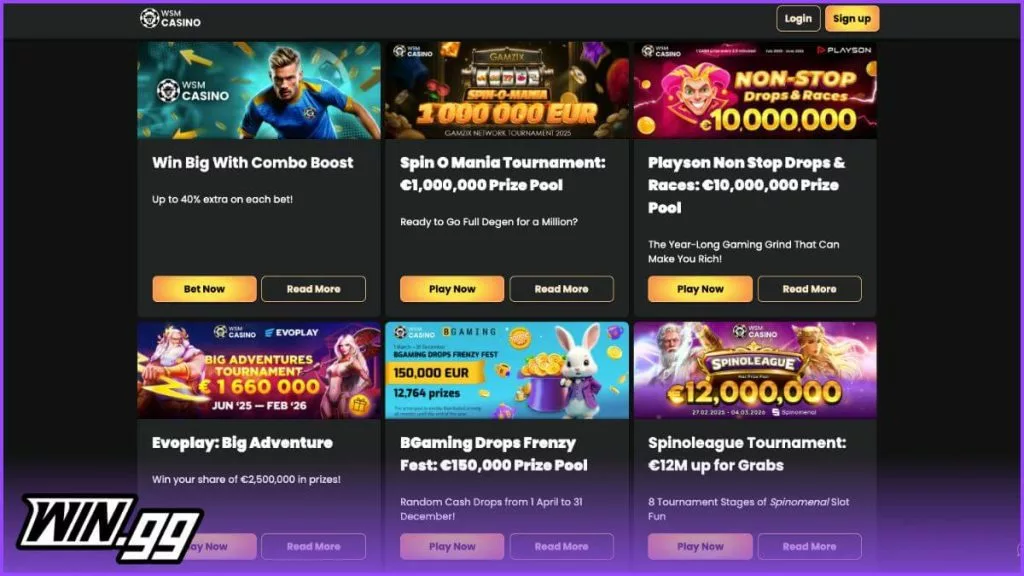 WSM Casino bonus and promotions
