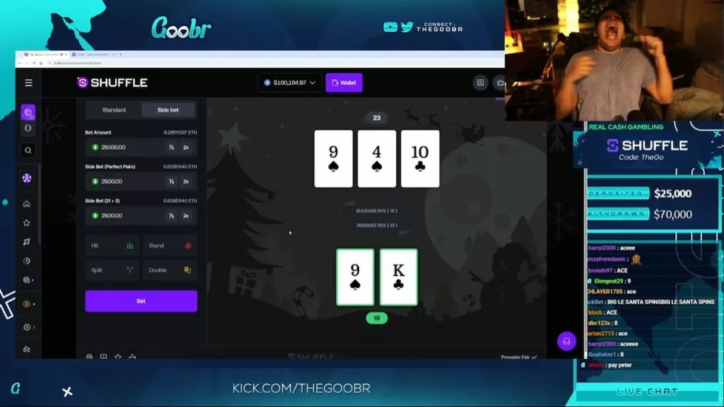 TheGoobr winning back on blackjack