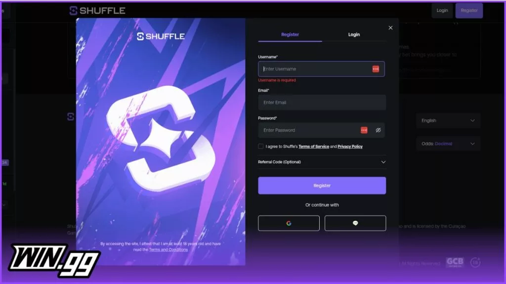 shuffle.com registration