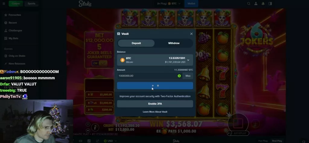 xqc bitcoin vault