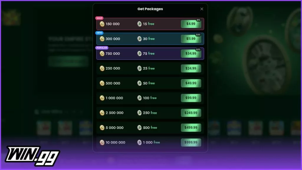 lucky bunny gold coin packages