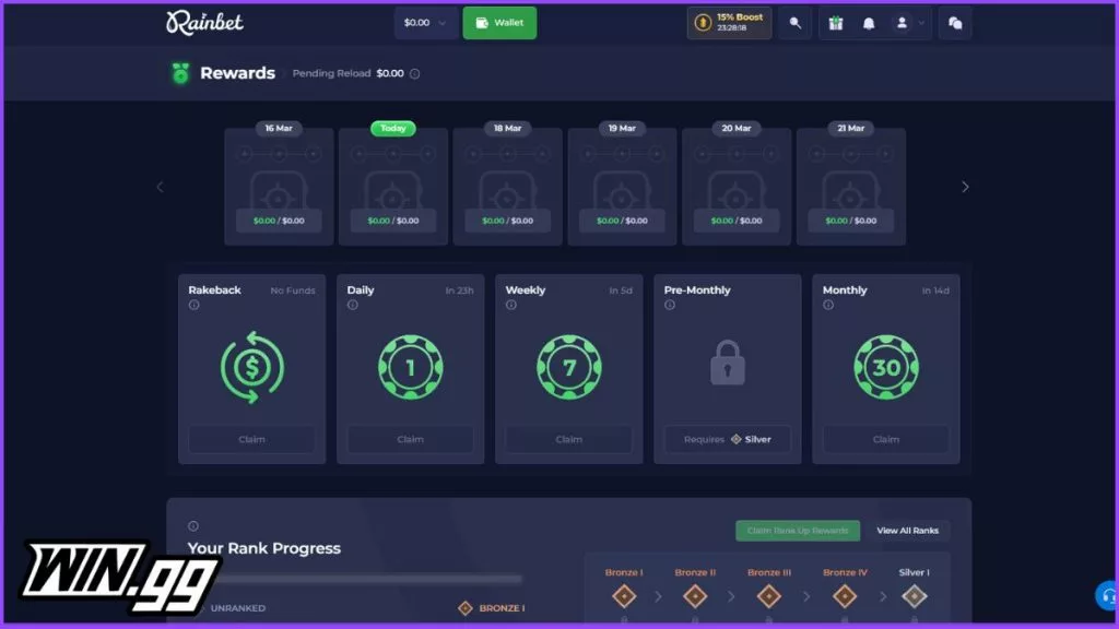An image of Rainbet's rewards