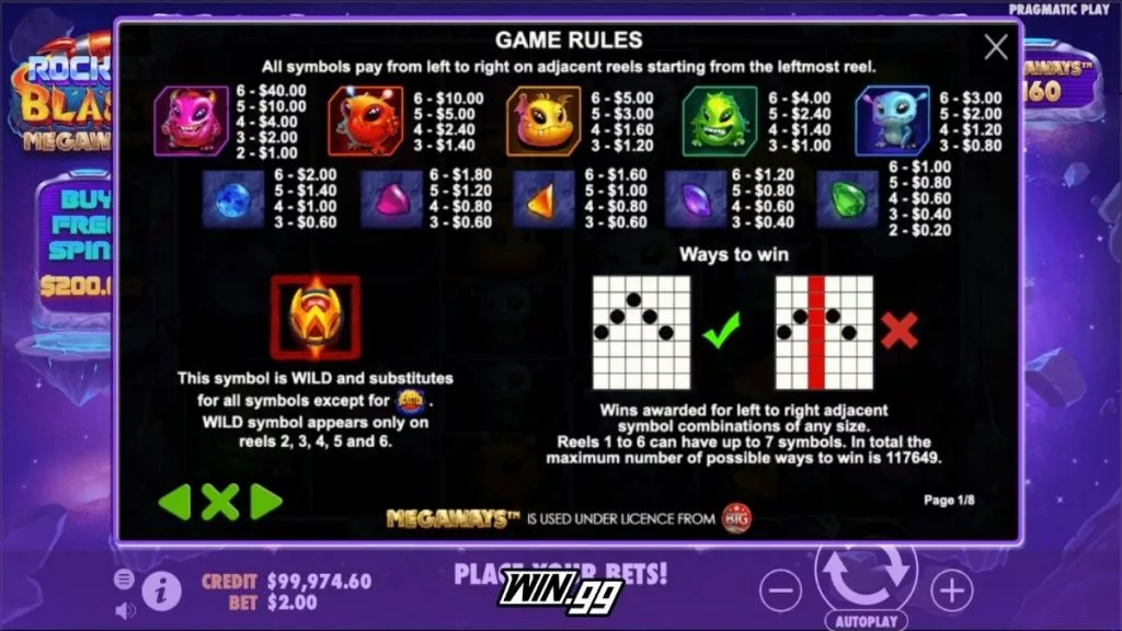 rocket blast megaways rules