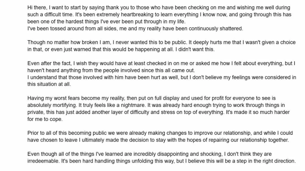 Sykkuno's gf's statement