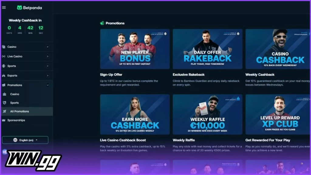a screenshot of BetPanda's bonus section