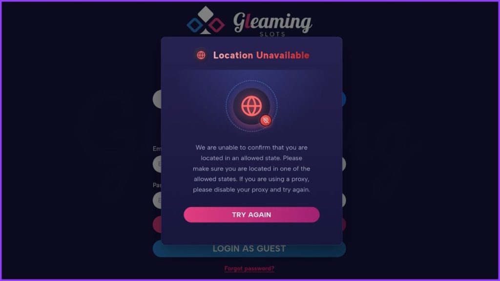 gleaming slots blocked