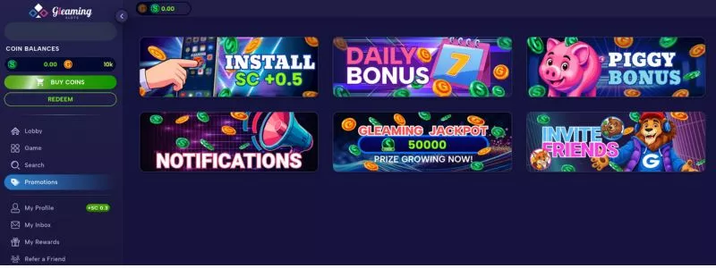 gleaming slots casino promotions