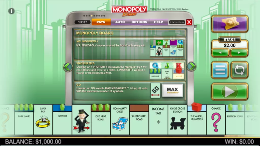 A look at the symbols available for Monopoly Deluxe