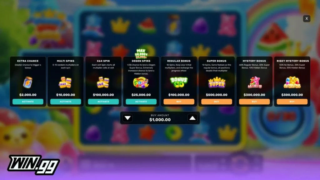 All modes in the Gummy Drop 1000 slot