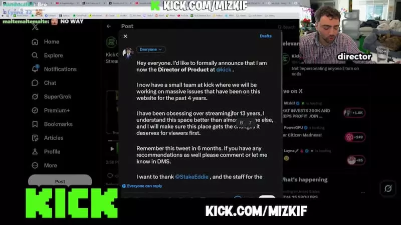 Mizkif Kick director of product