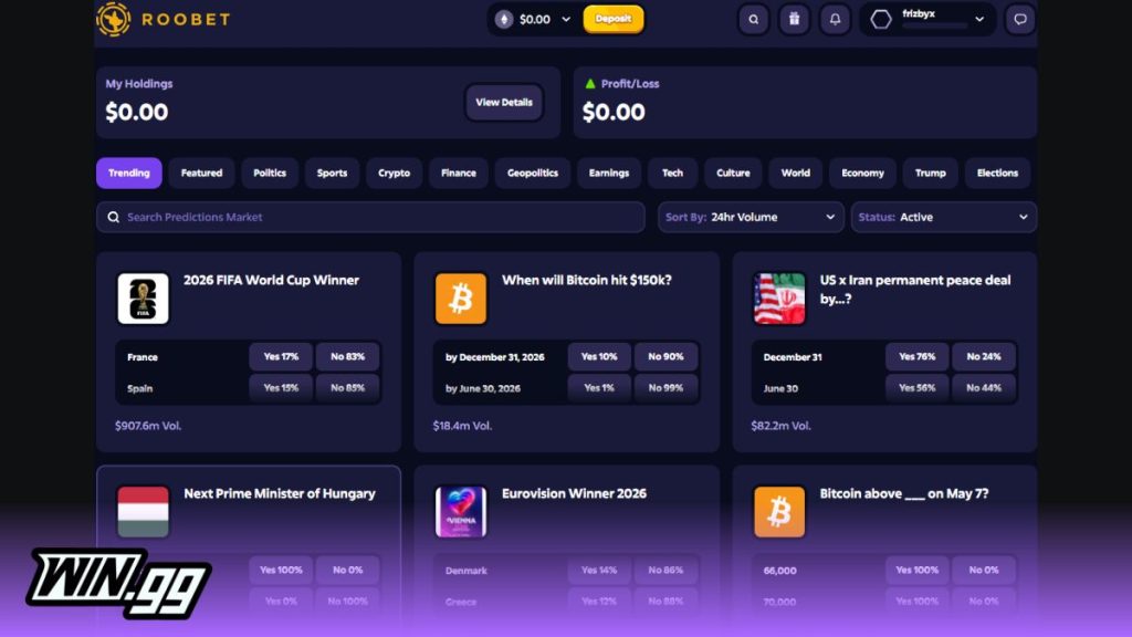 Roobet prediction feature
